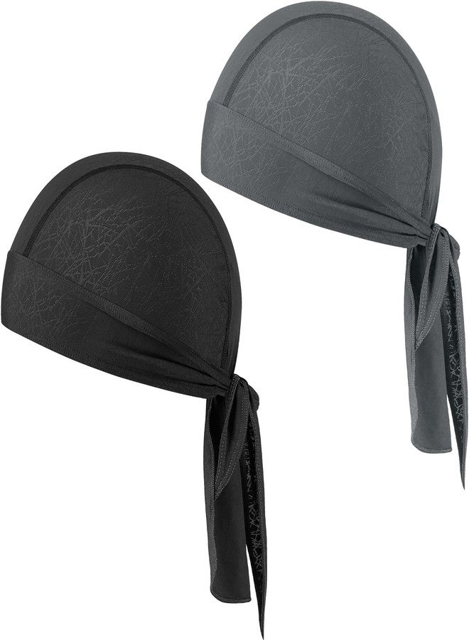 GXCROR Cooling Bandana Cap, Sweat Wicking Helmet Liners, Skull Caps, Doo Rag for Motorcycle, Bicycle, Running, Outdoor Work Black Gray - Image 1
